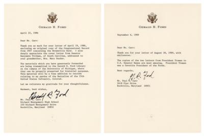 Lot #53 Gerald Ford (2) Typed Letters Signed: "President Truman was a favorite President of the Fords" - Image 1