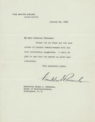 Lot #97 Franklin D. Roosevelt Typed Letter Signed as President - Image 1