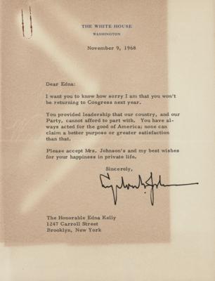 Lot #72 Lyndon B. Johnson Typed Letter Signed as President to Congresswoman Edna F. Kelly: "You provided leadership that our country, and our Party, cannot afford to part with. You have always acted for the good of America" - Image 1