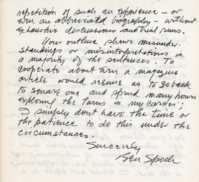 Lot #235 Benjamin Spock Autograph Letter Signed - Image 2