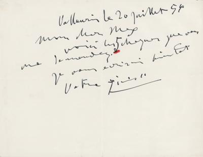 Lot #348 Pablo Picasso Autograph Letter Signed to