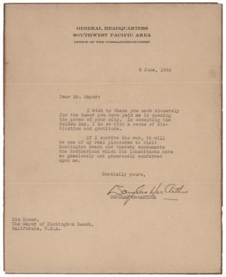 Lot #258 Douglas MacArthur War-Dated Typed Letter