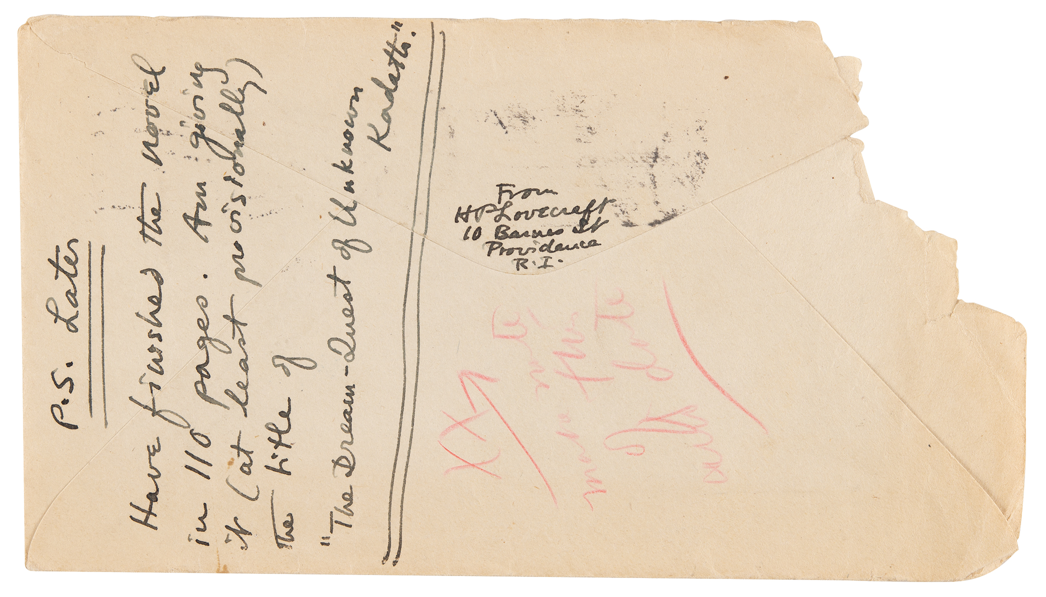 Lot #429 H. P. Lovecraft Content-Rich Autograph Letter Signed on Writing Weird Fiction: "The short tale is the best form for fantasy" - Image 6