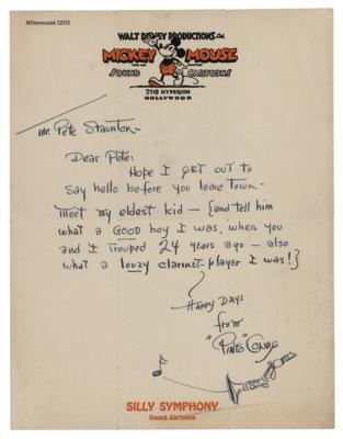 Lot #396 Pinto Colvig Autograph Letter Signed on