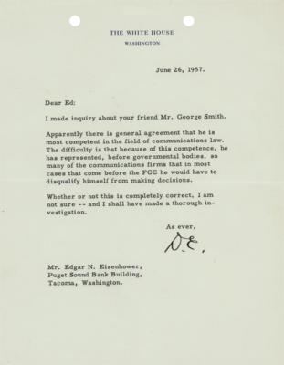 Lot #42 Dwight D. Eisenhower Typed Letter Signed as President - Image 1