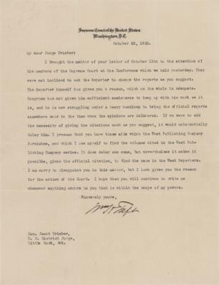 Lot #102 William H. Taft Typed Letter Signed as Chief Justice of the United States - Image 1