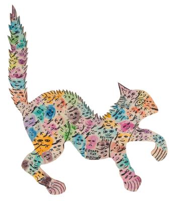 Lot #365 Howard Finster Original 'Guard Cat'