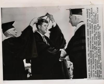 Lot #73 John F. Kennedy 1963 University of Maine Original Wirephoto - Image 1