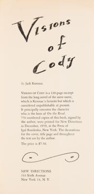 Lot #454 Jack Kerouac Signed Book - Excerpts from Visions of Cody (Ltd. Ed. #709/750) - Image 6