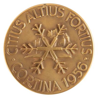 Lot #3076 Cortina 1956 Winter Olympics Gold Winner's Medal - Image 2