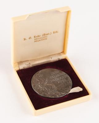 Lot #3077 Melbourne 1956 Summer Olympics Silver Winner's Medal and Participation Medal for Football - Image 3