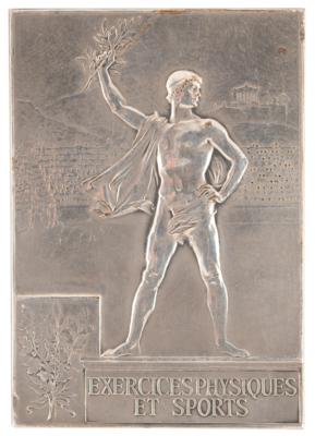 Lot #3044 Paris 1900 Olympics Silvered Bronze Participation Medal for Physical Exercises - Image 2