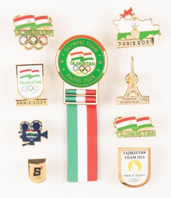 Lot #3262 Paris 2024 Summer Olympics Pins (9) - Tajikistan - Image 1