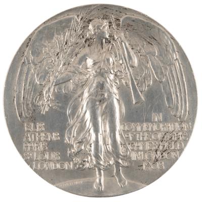 Lot #3123 London 1908 Olympics Silvered Bronze Participation Medal - Image 2