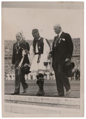 Lot #3341 Berlin 1936 Summer Olympics Press Photo of First Marathon Winner Spyridon Louis - Image 1