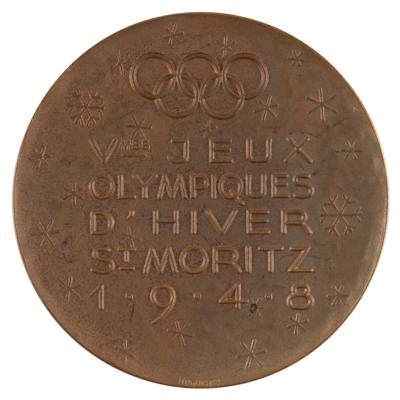 Lot #3134 St. Moritz 1948 Winter Olympics Bronze Participation Medal - Image 2