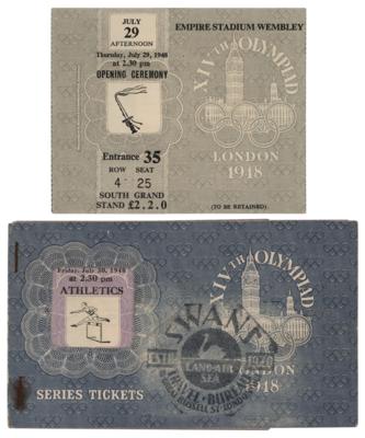 Lot #3303 London 1948 Summer Olympics Ticket Stubs: Opening Ceremony and Athletics - Image 1