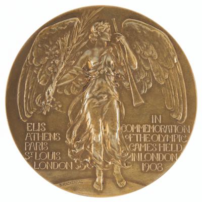 Lot #3124 London 1908 Olympics Gilt Bronze Participation Medal - Image 2