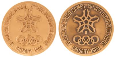 Lot #3156. Calgary 1988 Winter Olympics (2) Volunteer Participation Medals