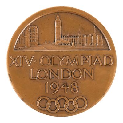 Lot #3135 London 1948 Summer Olympics Bronze Participation Medal and Diploma - Image 3