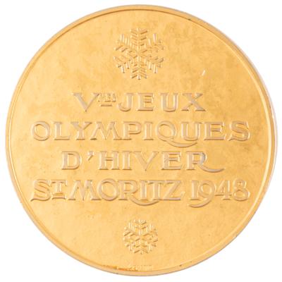 Lot #3072 St. Moritz 1948 Winter Olympics Collection of (3) Winner's Medals: Gold, Silver, and Bronze - Image 3