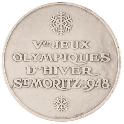 Lot #3072 St. Moritz 1948 Winter Olympics Collection of (3) Winner's Medals: Gold, Silver, and Bronze - Image 5