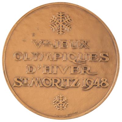 Lot #3072 St. Moritz 1948 Winter Olympics Collection of (3) Winner's Medals: Gold, Silver, and Bronze - Image 7