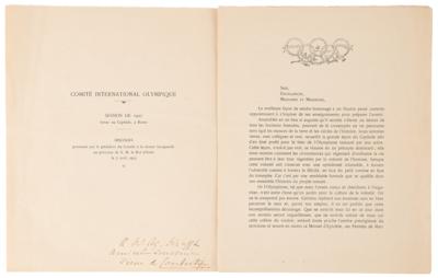 Lot #3307 Pierre de Coubertin Signed Booklet from the 21st IOC Session, Rome - Image 3