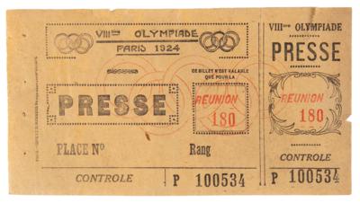 Lot #3298 Paris 1924 Summer Olympics Press Ticket - Image 1