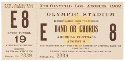 Lot #3301 Los Angeles 1932 Summer Olympics 'Football' Admission Pass - Image 1