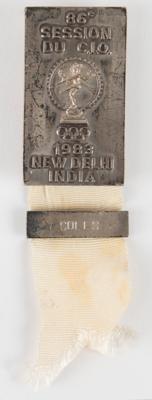 Lot #3267 86th IOC Session Badge, New Delhi, 1983