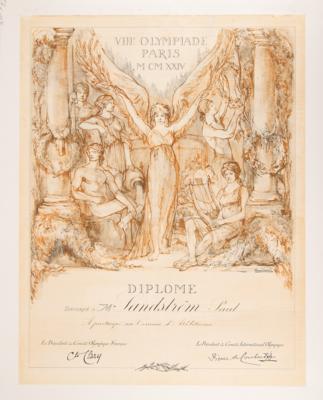 Lot #3173 Paris 1924 Summer Olympics Participation Diploma - Image 2