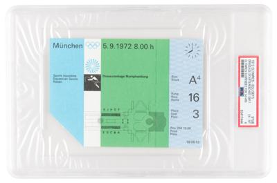 Lot #3302 Munich 1972 Summer Olympics "Olympics Suspended for 34 Hours" Esquestrian Dressage Ticket Stub - <br/>PSA EX-MT 6 - Image 1