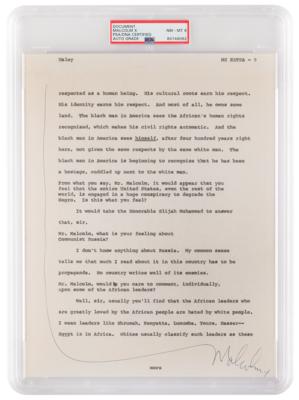 Lot #343 Malcolm X Signed Page for Alex Haley’s