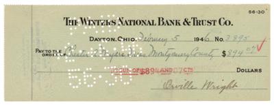 Lot #544 Orville Wright Signed Check