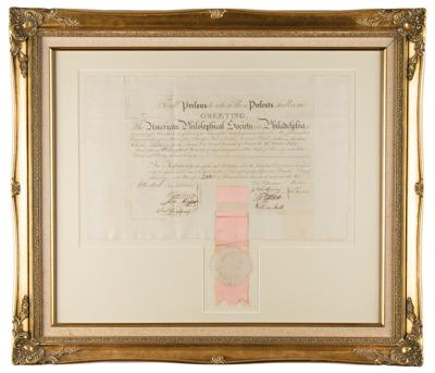 Lot #11 Thomas Jefferson Signed American Philosophical Society Certificate - Image 3