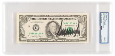 Lot #91 Donald Trump Signed $100 Dollar Bill - PSA MINT 9 - Image 1