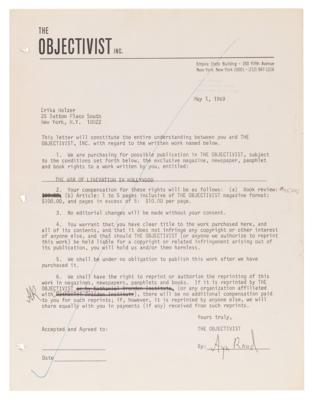 Lot #628 Ayn Rand Document Signed for The