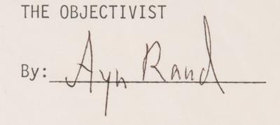 Lot #628 Ayn Rand Document Signed for The Objectivist - Image 2