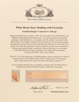 Lot #94 White House Doorway Molding with Original Multi-Layered Paint and Extension Piece - Image 5