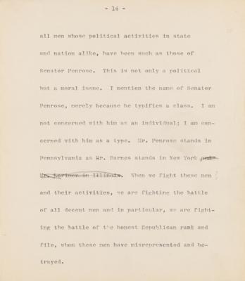 Lot #63 Theodore Roosvelt Hand-Edited Speech, Outlining the Progressive Party Platform - Image 3