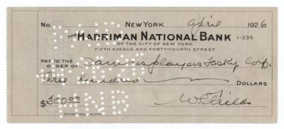 Lot #797 W. C. Fields Signed Check to Famous Players Lasky Corp. - Image 1