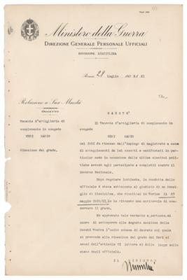 Lot #459 Benito Mussolini Document Signed