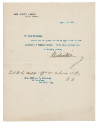 Lot #304 Woodrow Wilson Typed Letter Signed as President, with Autograph Postscript: "Don't let the newspapers affect your conclusions at all" - Image 1