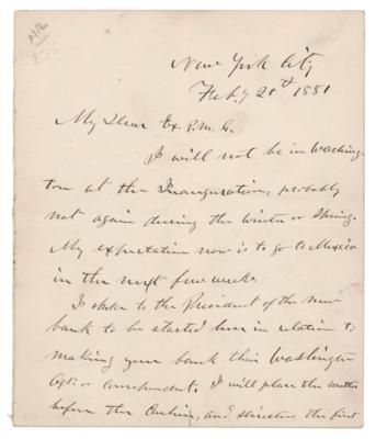 Lot #42 U. S. Grant Autograph Letter Signed to His Former Postmaster General: "I will not be in Washington at the Inauguration" - Image 1