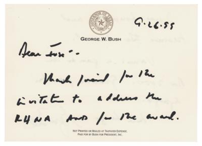 Lot #118 George W. Bush Autograph Letter Signed to Chairman of the Republican National Hispanic Assembly: "Vamos a ganar en Nov. 2000" - Image 1