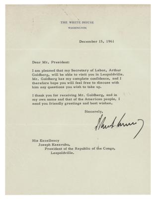 Lot #77 John F. Kennedy Typed Letter Signed as President to Joseph Kasavubu, President of the Republic of the Congo - Image 1