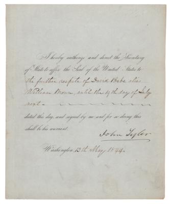 Lot #25 John Tyler Document Signed as President,