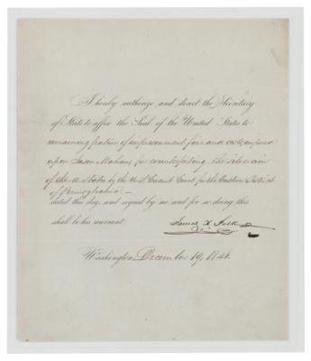 Lot #27 James K. Polk Document Signed as