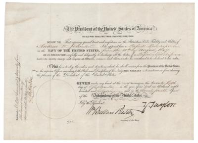 Lot #29 Zachary Taylor Document Signed as President, Appointing a Passed Midshipman in the US Navy - Image 1